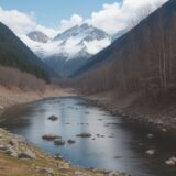 【水辺の安全】山の中の川で事故を防ぐための準備 | 避難ルートを確認する方法 をイメージした 広角の風景、山、川 の写真
