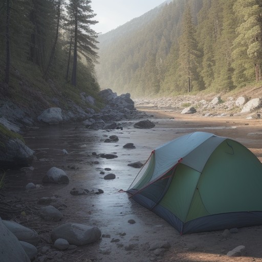 【急流避難】洪水時に川から離れるルート | 救助を待つ場所の決め方 をイメージした 広角の風景 の写真