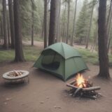 【キャンプ飯】焚き火を使った調理の手順 | 野外で準備するメインメニューのレシピ をイメージした 広角の風景 の写真