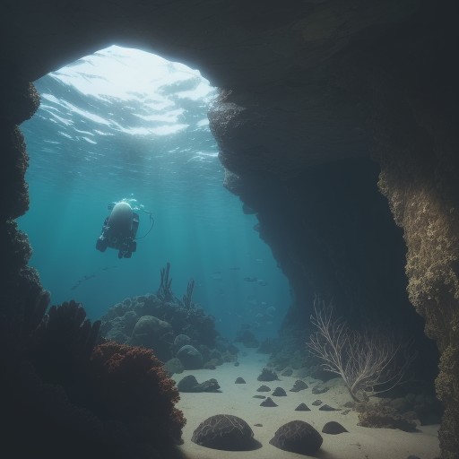 【水中カメラ】深海へ潜る体験を記録 | 水中の生物を写真に撮る をイメージした 広角の風景 の写真