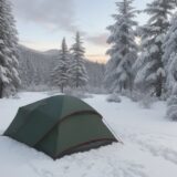 【ウィンターキャンプ】氷点下の夜を越える準備 | 体温を保つ装備と工夫 をイメージした 広角の風景、冬 の写真