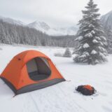 【安全装備】登山の用品リスト | 冬の雪山を歩くための保護具と準備 をイメージした 広角の風景、ハイキング、山、冬 の写真