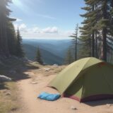 【登山】夏の快晴日の装備 | 熱中症を防ぐための水分補給と休憩のタイミング をイメージした 広角の風景、ハイキング、夏 の写真