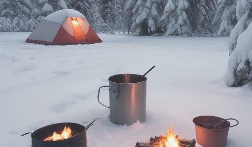 【火おこし】マッチ一本で炎を上げる手順 | 雪が積もるキャンプ場の夜