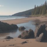 【海洋生物】波打ち際でのルール | 生態系を守るための環境への配慮 をイメージした 広角の風景 の写真