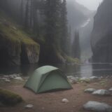 【防水バックパック】旅行に持っていく耐水モデル | 雨の中を歩く装備と準備 をイメージした 広角の風景 の写真