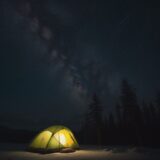 【キャンプ場】夜に星空が見える場所 | 自然の中にあるサイトの探し方 をイメージした 広角の風景 の写真