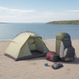 【釣り具】竿とリールの揃え方 | 夏の海辺で準備を整えて出かける をイメージした 広角の風景、夏 の写真