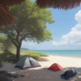 【マリンピロー】夏の海辺で過ごす休息 | ストレスを忘れる時間 をイメージした 広角の風景、夏 の写真