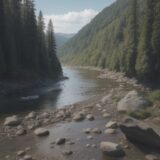 【川の気温】水温の変化と生物多様性 | 夏の川に見る自然環境 をイメージした 広角の風景、川、夏、川 の写真