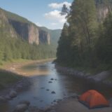 【川用ライフジャケット】夏の川遊びの安全 | 救命のための装備選び をイメージした 広角の風景、川、夏、川 の写真