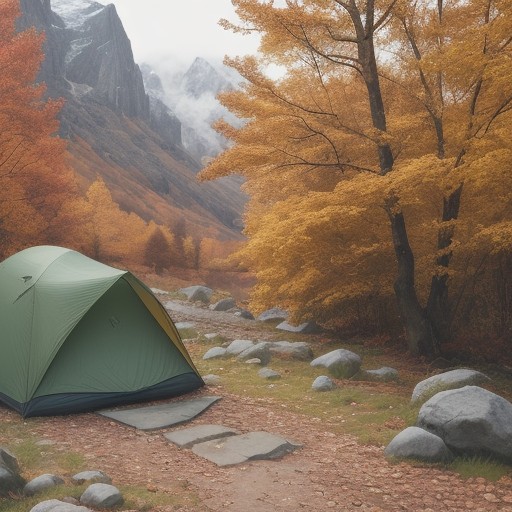 【登山杖】軽量モデルを選んで | 紅葉が色づく山道へ出かける旅 をイメージした 広角の風景、秋、山、登山道、ハイキング の写真