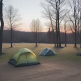 【春キャンプ】夜の焚き火 | 季節ごとのプランに合わせて準備を進める をイメージした 広角の風景、春 の写真