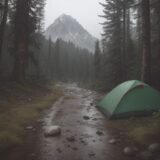 【緊急時の対処法】登山道での豪雨による遭難 | 避難場所への移動手順 をイメージした 広角の風景、山、登山道 の写真