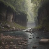 【雨量】上流の降水確率による川の流れの変化 | 釣りに行く日の判断基準 をイメージした 広角の風景、川 の写真