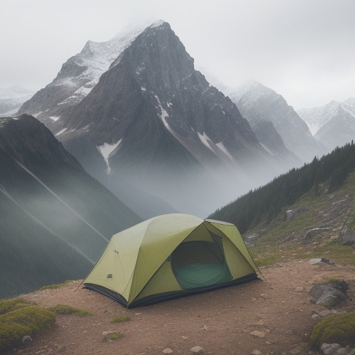 【防水ジャケット】登山で使う軽量撥水モデル | 雨の日の山道での装備 をイメージした 広角の風景、ハイキング、山、山、登山道 の写真