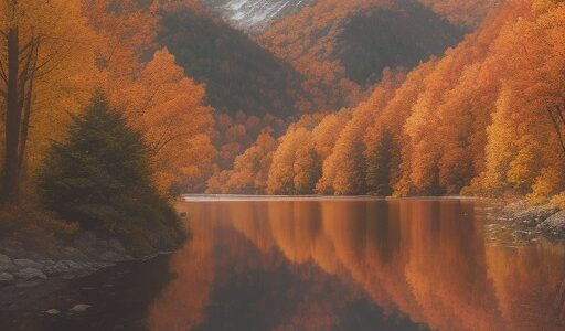 【釣りポイント】湖畔で大物を狙うコツ | 秋に紅葉が水面に映る景色