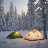 【キャンプ用ランタン】持ち運びやすさで選ぶ方法 | 冬の夜を照らす道具 をイメージした 広角の風景、冬 の写真