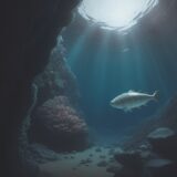 【ダイビング】深海に潜り魚を観察する | マリンフィンの性能を確かめる をイメージした 広角の風景 の写真