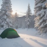【防寒ウェア】冬の山歩きで使う厚手の装備 | 寒さをしのぐ服装の組み合わせ をイメージした 広角の風景、冬、ハイキング、冬 の写真