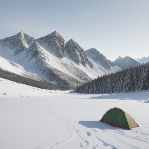 【冬山】雪が降り積もる登山道を歩く | 山頂から見渡す景色と準備する持ち物 をイメージした 広角の風景、山、冬、登山道、ハイキング、雪景色 の写真