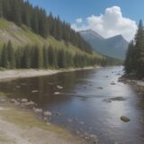 【川の安全対策】夏の水遊びでの注意点 | 増水の兆候と避難方法 をイメージした 広角の風景、川、夏 の写真