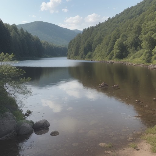 【川の生き物】夏に水辺で出会う魚や昆虫 | 自然環境の中での観察 をイメージした 広角の風景、川、夏 の写真