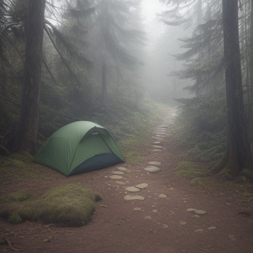 【降水確率】登山道で雨に遭った時の備え方 | 持っていく傘と装備の選び方 をイメージした 広角の風景、登山道、ハイキング の写真