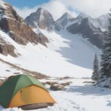 【地球温暖化】雪解けの時期が変化した山の景色 | 春の登山ルート選びのポイント をイメージした 広角の風景、山、雪景色、ハイキング、春 の写真