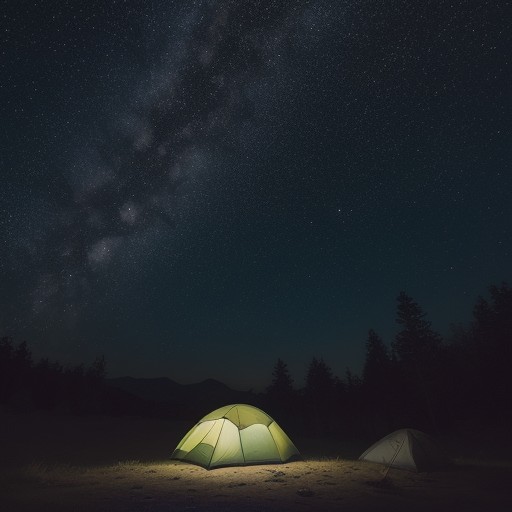 【キャンプ場】星空観測ができる場所 | 夜空に光る星を眺めて過ごす時間 をイメージした 広角の風景 の写真