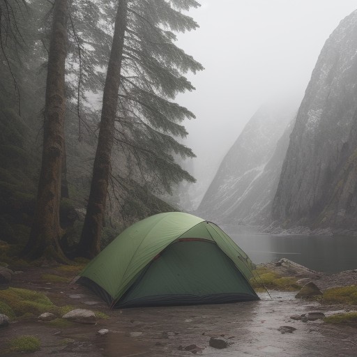 【レインジャケット】雨が降る日の登山道 | 防水性能の選び方と活用法 をイメージした 広角の風景、ハイキング の写真