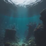 【スキューバダイビング】潜る時の呼吸とリズム | 海底に広がる光景 をイメージした 広角の風景 の写真