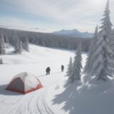 【スノボ】雪山のパウダースノーを滑り降りる | 装備の準備とコースの選び方 をイメージした 広角の風景、雪景色、雪景色 の写真