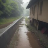 【急流対策】梅雨の増水から川の流れを守る整備 | 排水路の確保と治水の工夫 をイメージした 広角の風景、川 の写真