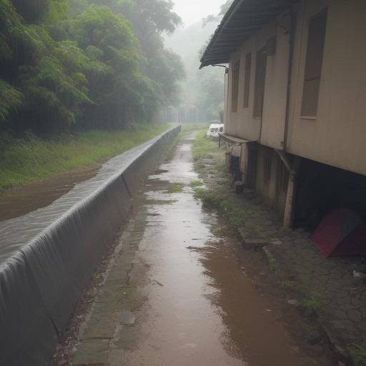 【急流対策】梅雨の増水から川の流れを守る整備 | 排水路の確保と治水の工夫 をイメージした 広角の風景、川 の写真