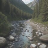【清流】底まで見える水の流れ | 夏の山歩きの途中で見つけた川辺 をイメージした 広角の風景、川、ハイキング、夏、山、川 の写真