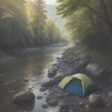 【水辺の安全】夏の川遊びで溺れる事故を防ぐ方法 | 救命の手順 をイメージした 広角の風景、夏、川 の写真