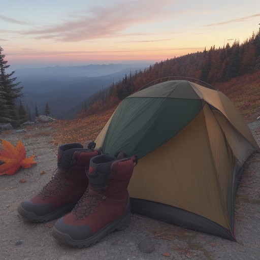 【登山】秋の山道を歩きながら | 山頂から紅葉が広がる景色を眺める をイメージした 秋、秋、ハイキング、夕日、登山道 の写真