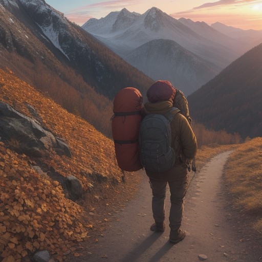 【登山ルート】紅葉の山行に合わせた選び方 | 山の安全を確保する準備 をイメージした 秋、ハイキング、夕日、ハイキング の写真