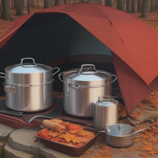 【クッカー】山での食事作りに使う道具 | 秋の紅葉の中で試した調理製品 をイメージした 秋 の写真