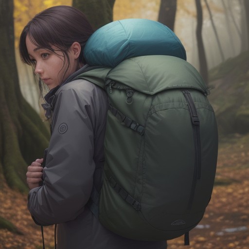 【防水ジャケット】登山で使う軽量撥水モデル | 雨の日の山道での装備 をイメージした 秋、ハイキング の写真