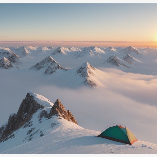 【登山】山頂へと続く道中の空の色 | 高所の地点から眺める景色の変化 をイメージした 山、朝日、夕日 の写真