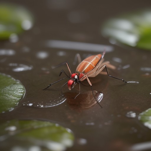 【アメンボ】池の水面を歩く姿 | カメムシ科という昆虫の生態について をイメージした 夏 の写真