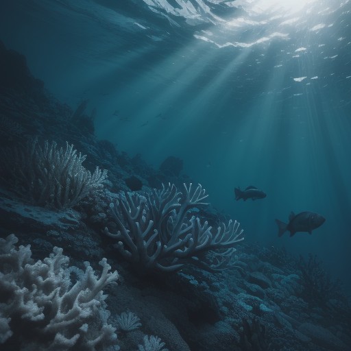 【フィン】水辺から海に潜り魚を探す | 海底に広がる景色と生き物の動き をイメージした 夏 の写真