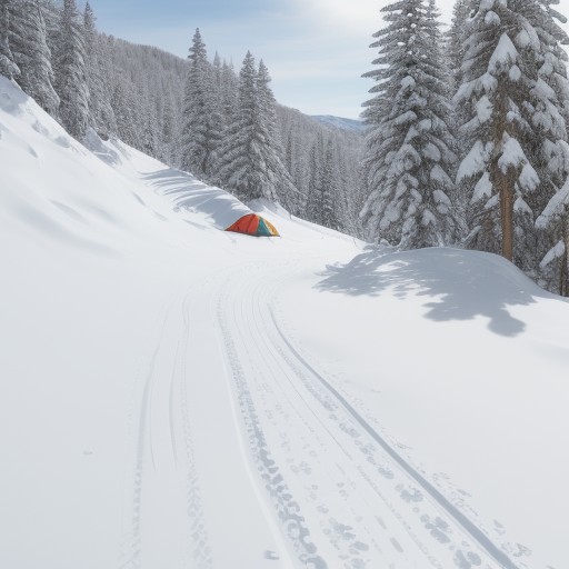 【スキー】雪山の斜面から麓まで一気に滑り降りる | 冬の景色とルート選び をイメージした 冬、雪景色 の写真