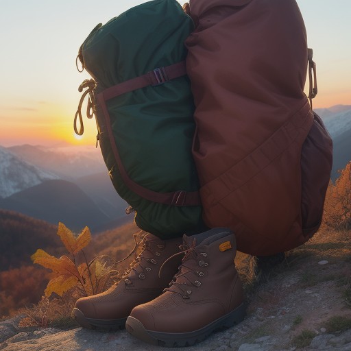 【登山用品】山歩きに揃える持ち物のチェックリスト | 紅葉の山道を歩く準備 をイメージした 秋、ハイキング、登山道、夕日、登山道、ハイキング の写真