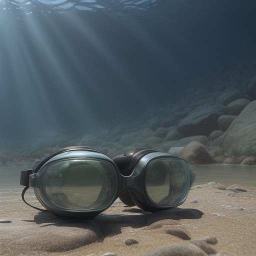 【水中ビジョンゴーグル】視力に合う調整で川底の透明度を確認 | 岩魚を探る をイメージした 夏、川 の写真