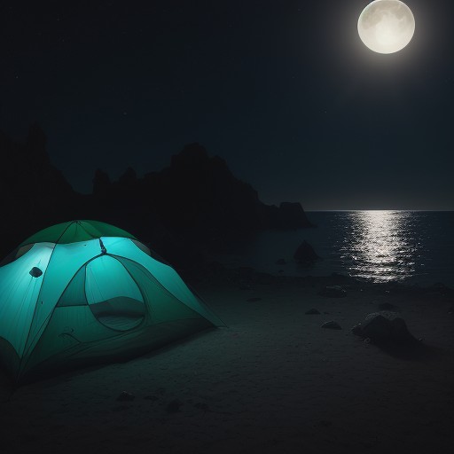 【夜光クラゲ】深海の底で光を放つ様子 | 夜の海での観察記録 をイメージした自然風景の写真