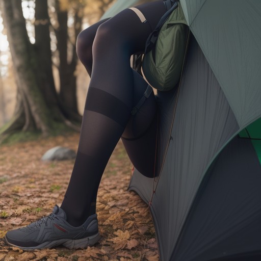 【機能性タイツ】秋の山歩きで足の疲れを軽減 | 血流を促す着用感で歩く をイメージした 秋、ハイキング の写真