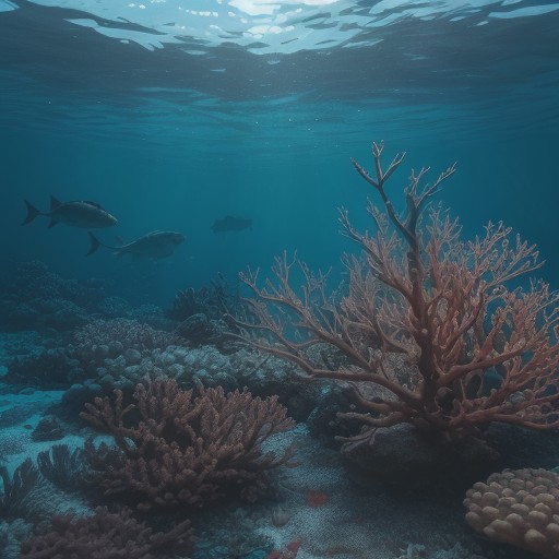 【フィン】水辺から海に潜り魚を探す | 海底に広がる景色と生き物の動き をイメージした 夏 の写真